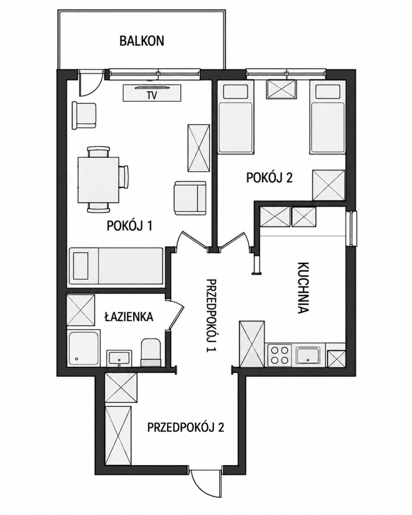 rzut mieszkania - nocleg-lodz.com
